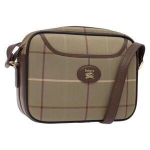 Authentic Burberrys Nova Check Shoulder Bag Canvas Khaki Gold